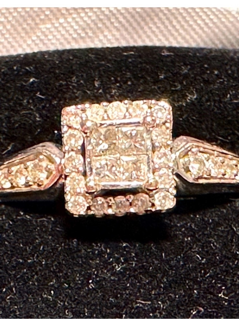 Kay Jewelers White Gold Square Halo Diamond Cluster Ring